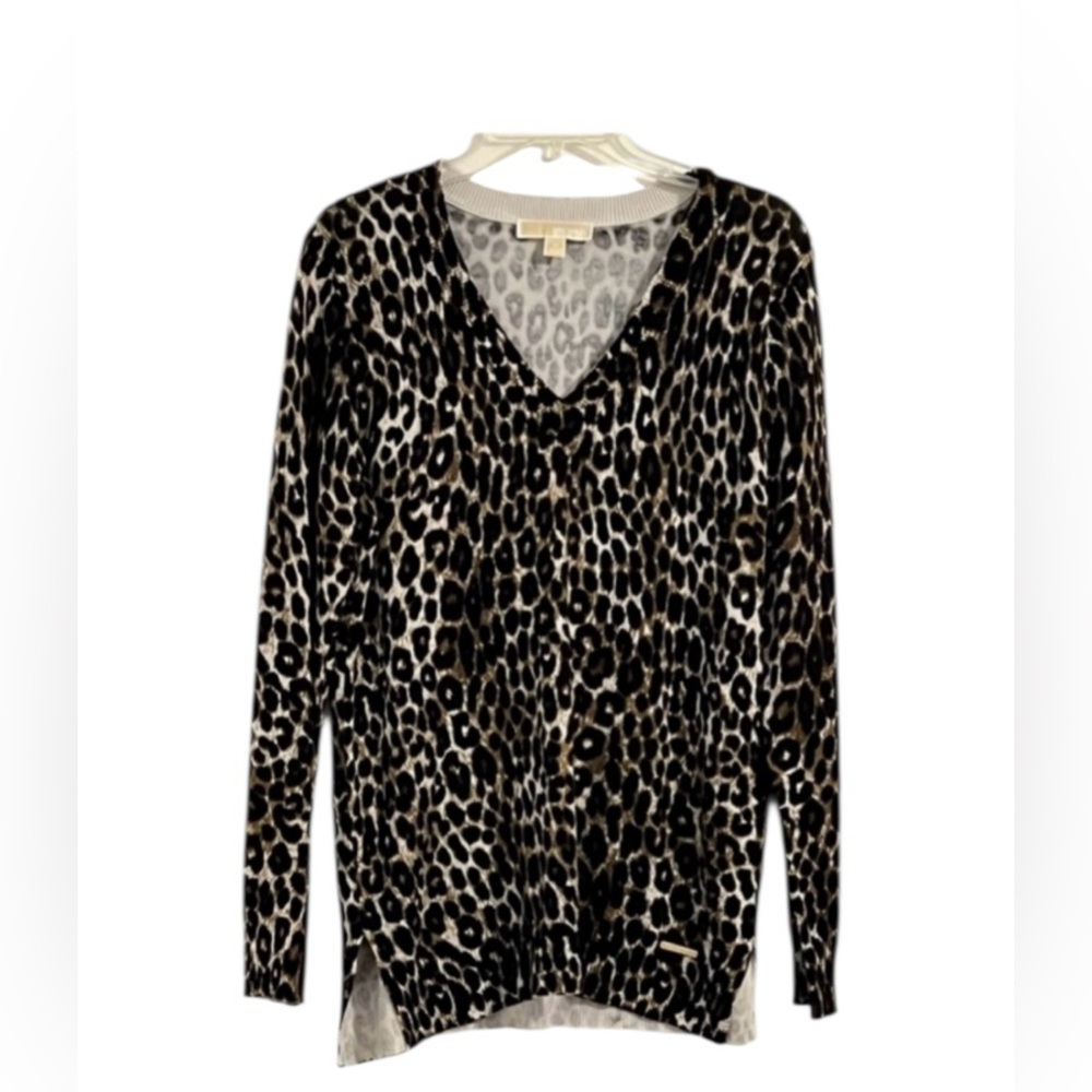 Michael Michael Kors Women’s Medium long sleeve leopard print sweater shirt